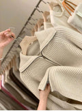 Zipper 100% pure cashmere cardigan ladies knitted coat thickened sweater lapel loose autumn and winter.