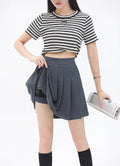 Pleated Skirt Elastic Waistband Preppy Style Skirt Casual Summer Fashion Sweet Hottie College JK Black Women Skirt Wholesale