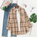 Fresh Flannel Plaid Shirt Women 2026 New Female Blouses and Tops Cotton Loose Long Sleeve Casual Shirts Fine Women's Clothes