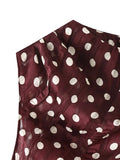 KONDALA Chic Summer Elegant Brown Woman Blouse Polka Dot Fashion 2026 O-Neck Vintage Sleeveless Shirt Teacher Loose Mujer Vest