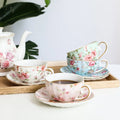 Bone China Coffee Cup Saucer Spoon Set Flower Tea Cups Set European Porcelain Cup and Saucer For Coffee Ceramic Cups Mugs Gift