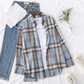 Fresh Flannel Plaid Shirt Women 2026 New Female Blouses and Tops Cotton Loose Long Sleeve Casual Shirts Fine Women's Clothes