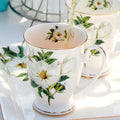 300ML, bone china funny coffee mugs, porcelain floral painting, vintage countryside espresso cups, drinkware taza tea cup art