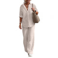 Two-piece Set Women Summer Suit Plus Size Cotton Linen Single-breasted Shirt Trousers Casual Top Wide Leg Pants Loose Outfits