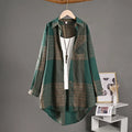 Checkered Shirt Woman Women's Buttoned Shirts Linen Blouses Woman Long Sleeve Shirts for Women Women's Vintage Blouse Elegant