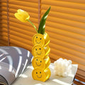 ‌1pc Ceramic Happy Face Vase - Art Deco Boho Flower Holder for Wedding/Home Decor