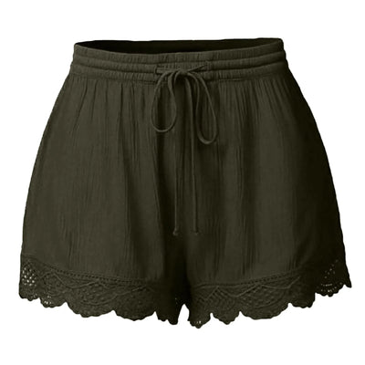 Women Lace Up Shorts Summer Casual Elastic Waist Wide Leg Sweat Fitness Running Short 2024 High Quality Thick Fabric Mini Shorts