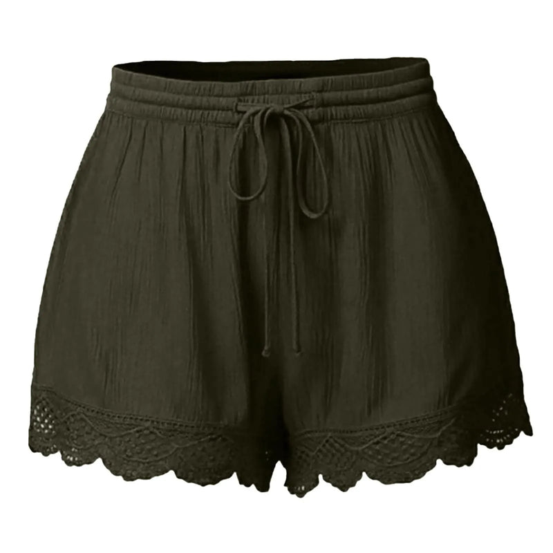 Women Lace Up Shorts Summer Casual Elastic Waist Wide Leg Sweat Fitness Running Short 2024 High Quality Thick Fabric Mini Shorts