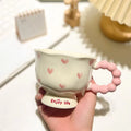Cute ceramic cup as a holiday gift for girls - water cup with flowers, travel companion cup, coffee cup