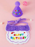Cat Dog Birthday Bib and Party Hat Mini Doggy Cat Adjustable Bandana Scarf Pet Birthday Outfit Puppy Supplies