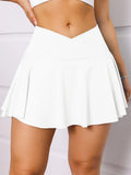 CHRLEISURE Crossover Tennis Skirt for Women Pleated Skirt with Pockets Elastic Golf Skorts Athletic Sports Shorts Activewear