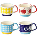 YWDL Japanese Flower Coffee Mug Set Retro Ceramic Milk Oats Mug Office Water Handgrip Cup Kitchen Party Drinkware Set 300ml