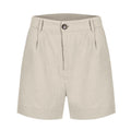Cotton Linen Solid Shorts For Women Button High Waist Summer Loose Casual Pockets Shorts Female Pants Women Clothing