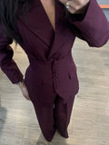 VTKW Women’s Designer 2-Piece Set Single Breasted Blazer High Waist Wide Leg Pants Spring Summer Casual Suit Vacation 2025
