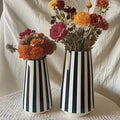 Minimalist Style Black And White Checkered Ceramic Flower Vase, Decorative Plant Pot For Home Bedroom, Living Room, Dining Table