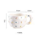 300ML Cute Hand Pinched Irregular Ceramic mug Flower Heart Pattern Coffee Cup Breakfast Milk tea cups Gift For Kids Girls