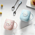 Cat-themed ceramic mug with lid and spoon cartoon style perfect for office or home use coffee cup mugs mug glass mug cup  mugs