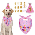 Cute Dog Birthday Hat Set Adjustable Sequins Pet Birthday Caps Colorful with Numbers Bowtie Dog Birthday Bib Pet Birthday Party