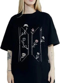 Kpop Swim World Tour Inspired T-Shirt Minimalist Flower Women's Fashion Graphic Clothing Music Lover Streetwear Novelty Tee Gift