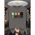 100% Pure Cotton Men's Casual Loose Fashion Letter Pattern Print Breathable Sports Short Sleeved Round Neck T-shirt Top
