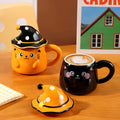 Cute Cat Halloween Ceramic Mug with Lid Spooky Scary Coffee Cup for Hot Tea Cocoa Home Kitchen Cup Festive Decoration Birthday