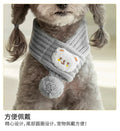 Dog Knitted Scarf Red Knit Scarves with Fuzzy Pompom Neck Warmer Bandana Xmas Holiday Winter Pet Puppy Cat Costume