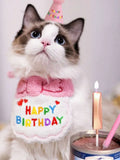 Cat Dog Birthday Bib and Party Hat Mini Doggy Cat Adjustable Bandana Scarf Pet Birthday Outfit Puppy Supplies