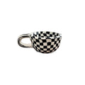 Unique INS Ceramic Coffee Cup Hand Pinched Plaid Water Cups Heat-resistant U-shaped handle Irregular Chessboard Mugs Breakfast