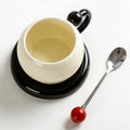 OANKR Ceramic Tea Coffee Cup Set, 180ml Coffee Mug with Saucer and Stainless Steel Spoon for Latte, Cappuccino, Americano Gift