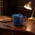 High-value stoneware mug with lid, multi-color optional, non-slip bottom, household coffee cup water cup