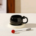 OANKR Ceramic Tea Coffee Cup Set, 180ml Coffee Mug with Saucer and Stainless Steel Spoon for Latte, Cappuccino, Americano Gift