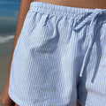 Casual Striped Shorts Women y2k Clothing Drawstring Elastic Waist Loose Fit Wide Leg Bottoms 2000s Aesthetic Streetwear