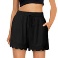 Women Lace Up Shorts Summer Casual Elastic Waist Wide Leg Sweat Fitness Running Short 2024 High Quality Thick Fabric Mini Shorts