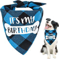 Dog Birthday Bandana Plaid Triangle Scarf IT'S MY BIRTHDAY Pet Birthday Outfit for Small Medium Large Dogs Puppy Birthday Party