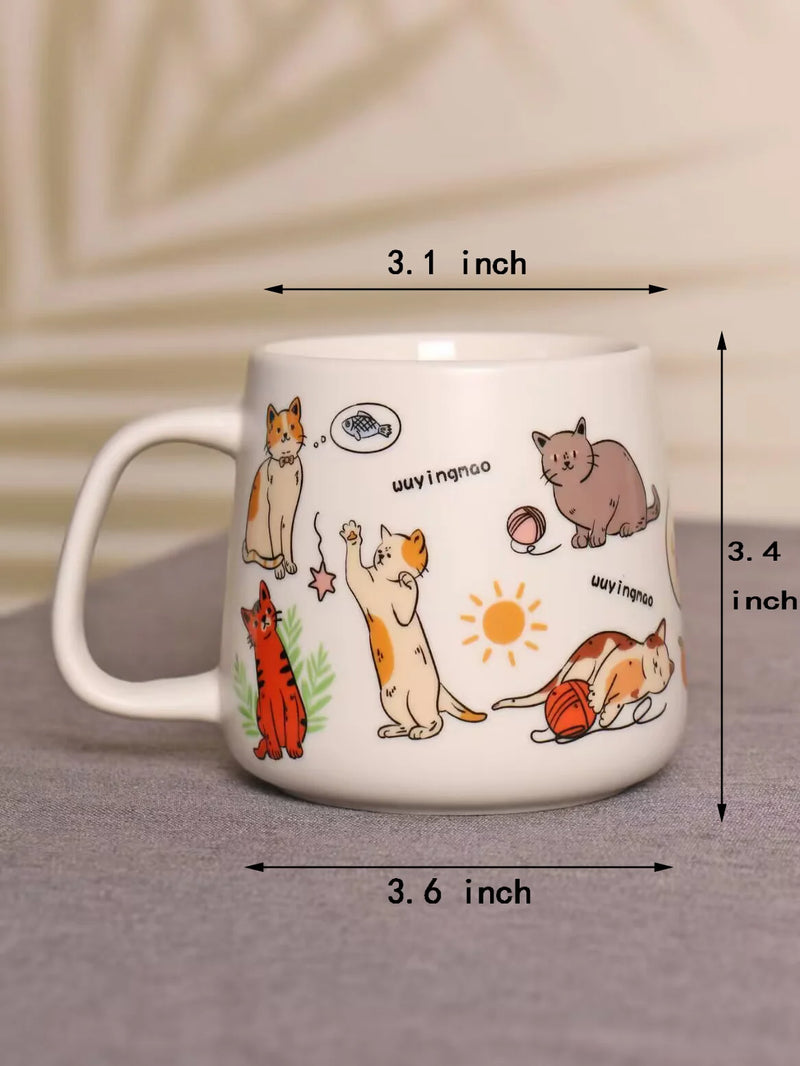 1 X 350ml Cat-Themed Ceramic Mug Coffee Cup Couples' Milk Mug the Perfect Gift for Cat Lovers