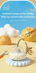 UFO Rotating Feather Cat Toy USB Charging Interactive Indoor Kitten Self Play Teaser