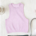 Women Casual Basic Sleeveless Rib-Knit Crop Tank Top Summer Casual Skinny Vest Solid Color Round Neck Camisole