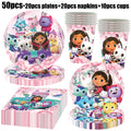 Gabby Dollhouse Birthday Party Supplies Plates Cups Tablecloth Napkins Gabby Cat Birthday Decoration Supply Kit Kids Party Favor