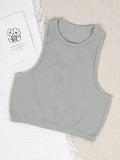 Women Casual Basic Sleeveless Rib-Knit Crop Tank Top Summer Casual Skinny Vest Solid Color Round Neck Camisole