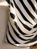 Women's Striped Print Tie Side Blouse, Casual Short Sleeve Round Neck Top for Summer, Ladies Clothes for Daily Wear