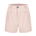Cotton Linen Solid Shorts For Women Button High Waist Summer Loose Casual Pockets Shorts Female Pants Women Clothing