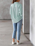 Classic Blue Striped Shirt Women 2026 Spring Streetwear Vintage Long Sleeve Blouses Female Casual Loose Single-Breasted Shirts