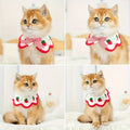Strawberry Plaid Pet Bib, Soft Polyester Bow Tie with Ruffle Edge, Adjustable Strap for Cats Dogs All Sizes