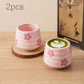 2pcs 160ml/5.4oz cute cherry blossom tea cup, handleless Chinese ceramic tea cup coffee cup, suitable for hot chocolate, milk
