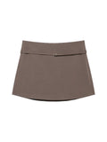 Women's Solid Color Skort with Belt Side Zipper Casual Shorts Skirts Fashionable And Stylish Women's Clothing