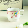 200ml Ceramic Mug Tulip Flower Cup Lovely Maiden Sense Water Cup Couple Style Coffee Cup Kitchen Drinkware Creative Mugs Cute