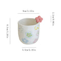 1pcs Cute flower cup, hand-painted bow, watercolor flower, hand squeezed irregular ceramic coffee cup