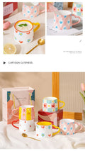 Cute INS style Ceramic Mug Creative Hand-Painted Love Heart Coffee Cup Couples Cup Breakfast Milk tea Mug Valentine's Day Gift
