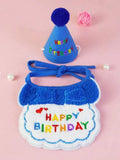Cat Dog Birthday Bib and Party Hat Mini Doggy Cat Adjustable Bandana Scarf Pet Birthday Outfit Puppy Supplies