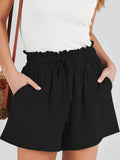 Women's Shorts Breathable Drawstring Elastic Waist Lightweight Solid Color Casual Business Style Fashion Linen Shorts